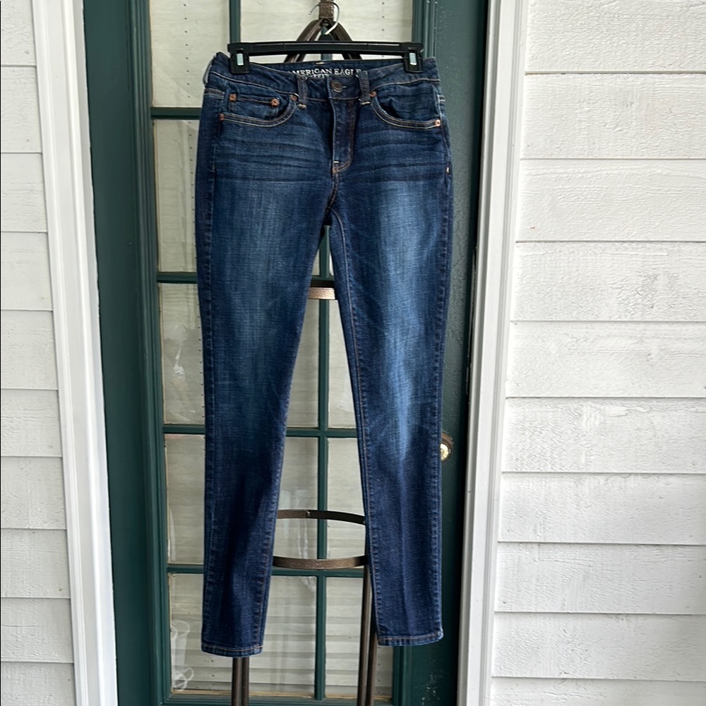 American Eagle Outfitters High Rise Skinny Stretch Jeans dark wash size 2